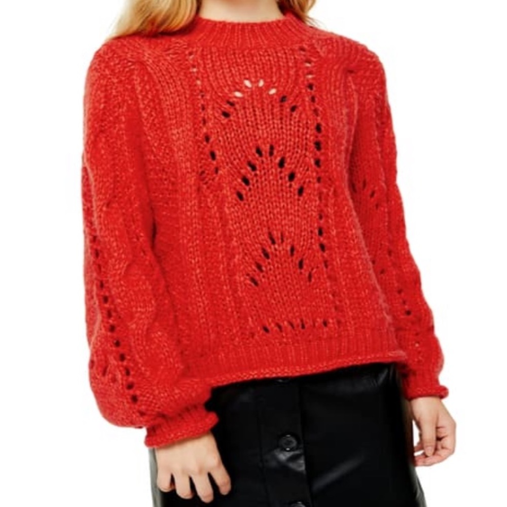 Topshop Orange Tone  Red Shell Sweater